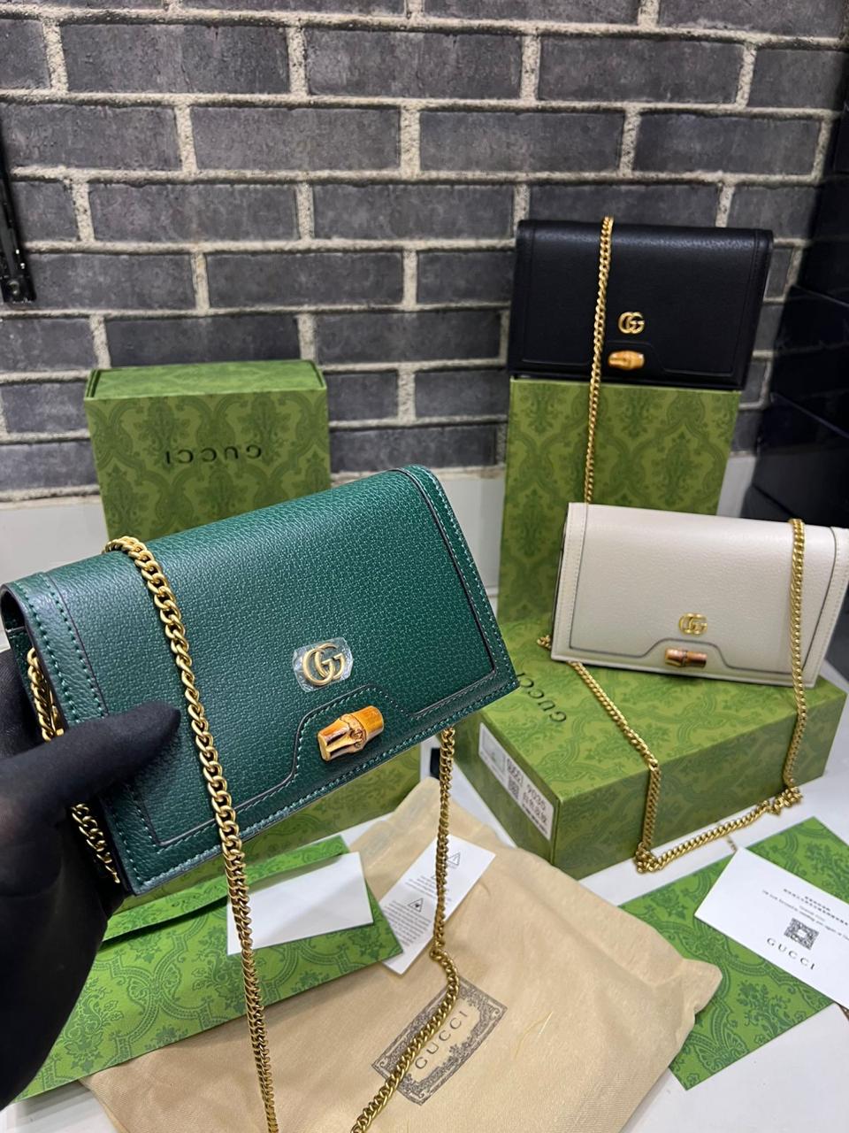 Gucci Diana wallet on chain in leather