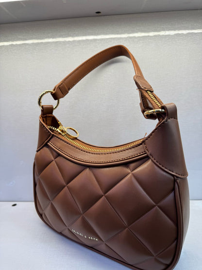 Charles & Keith Mini Alcott Scarf Handle Bag - Brown