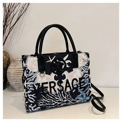 VERSACE Barocco Sea Canvas Tote Bag Black