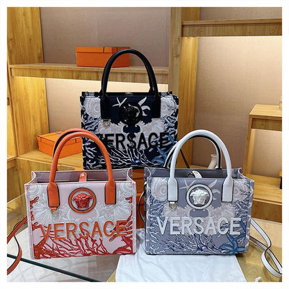 VERSACE Barocco Sea Canvas Tote Bag Black