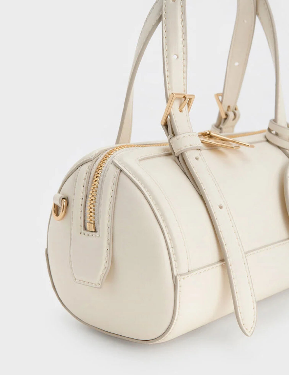 Charles & Keith Enola Bowling Bag - Cream