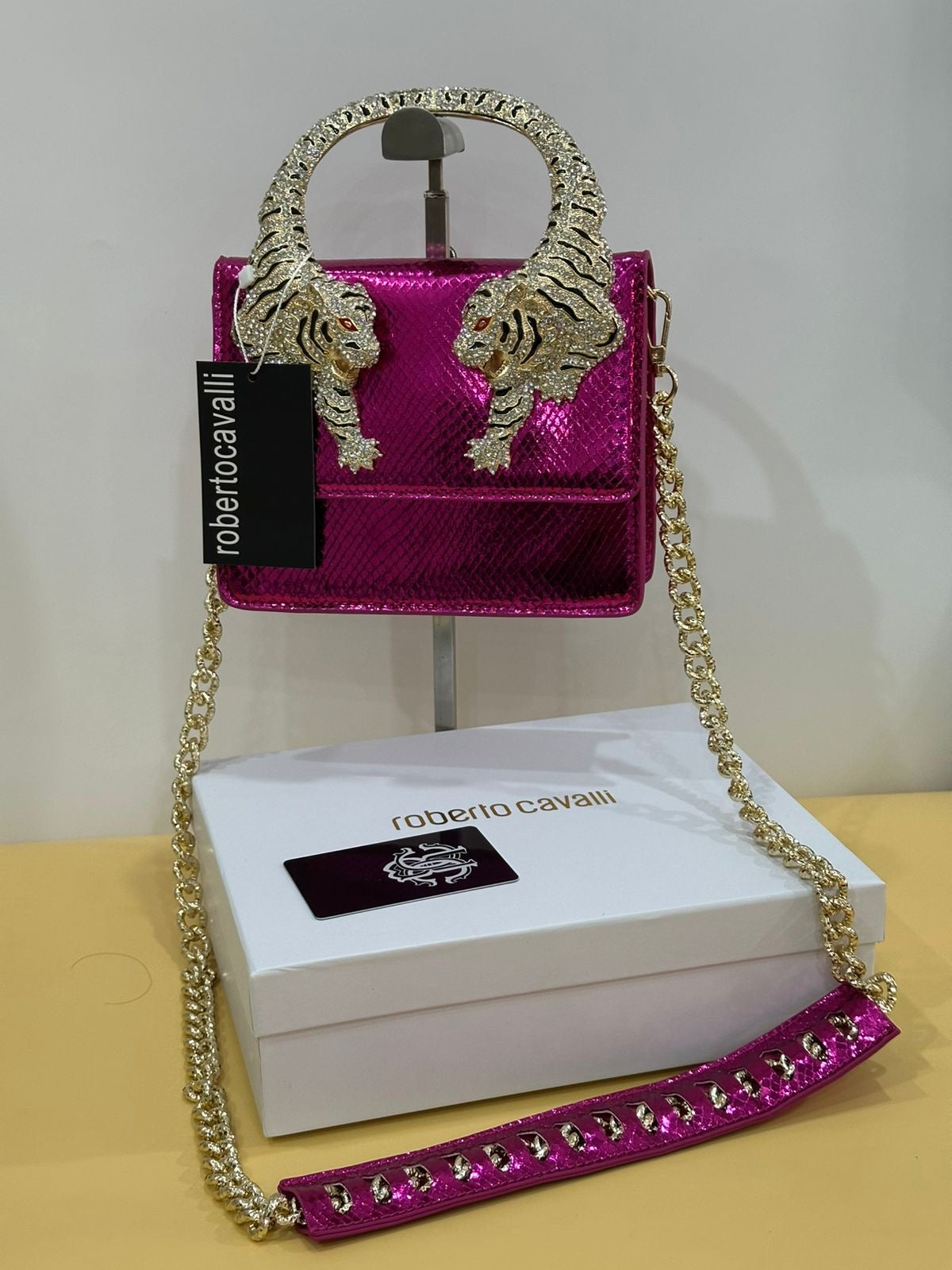 Luxury Croc-Textured Mini Handbag with Gold Tiger Handle – Maroon