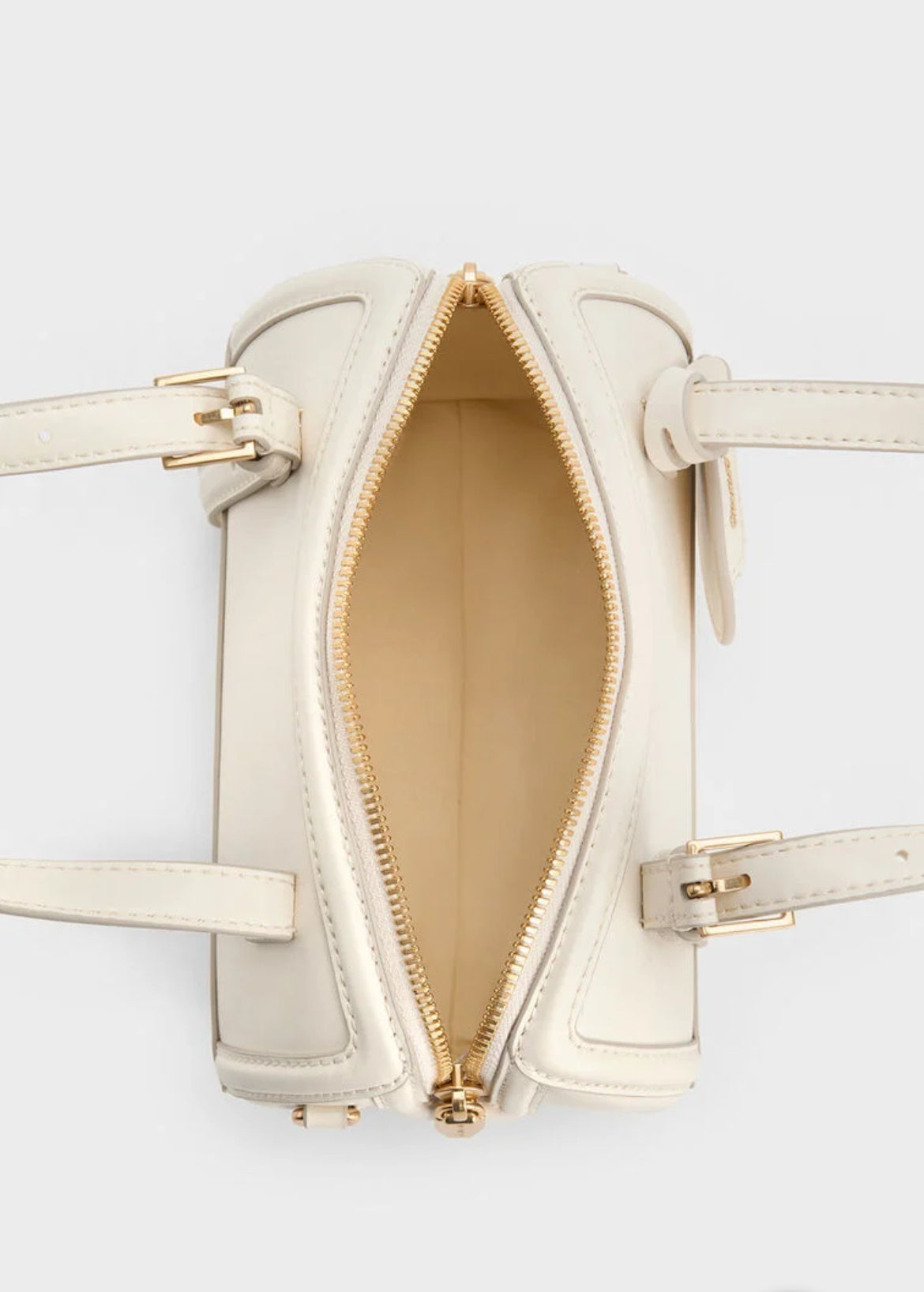 Charles & Keith Enola Bowling Bag - Cream