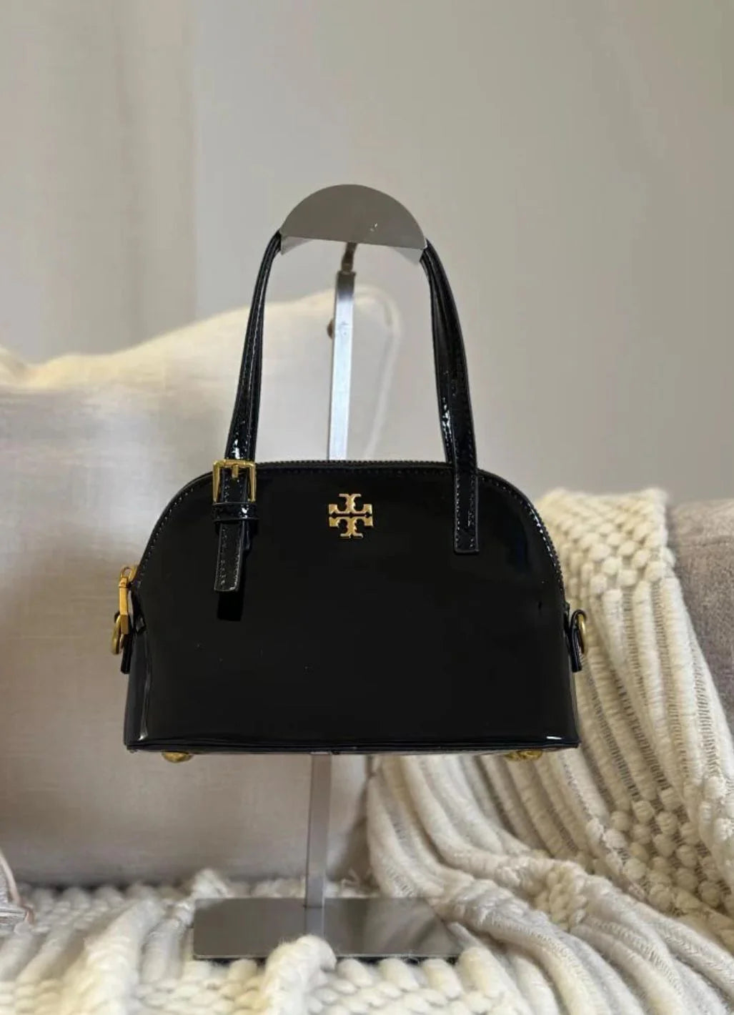 Tory Burch Emerson Mini Dome Satchel Bag – Chic & Compact Women Bag (Black)