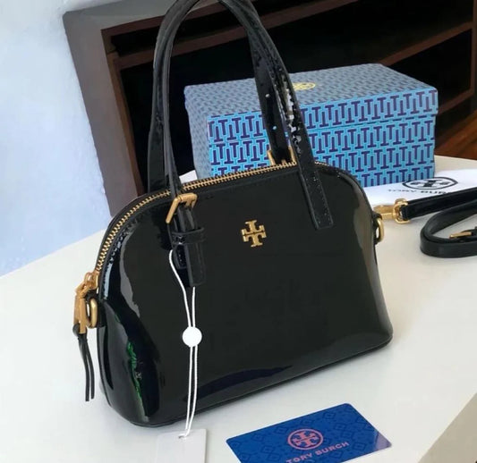 Tory Burch Emerson Mini Dome Satchel Bag – Chic & Compact Women Bag (Black)