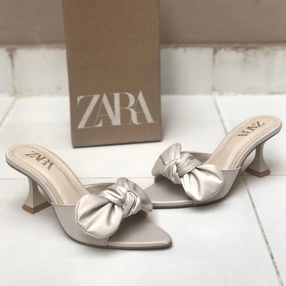 Zara Bow Heels Women’s Footwear (silver/white)