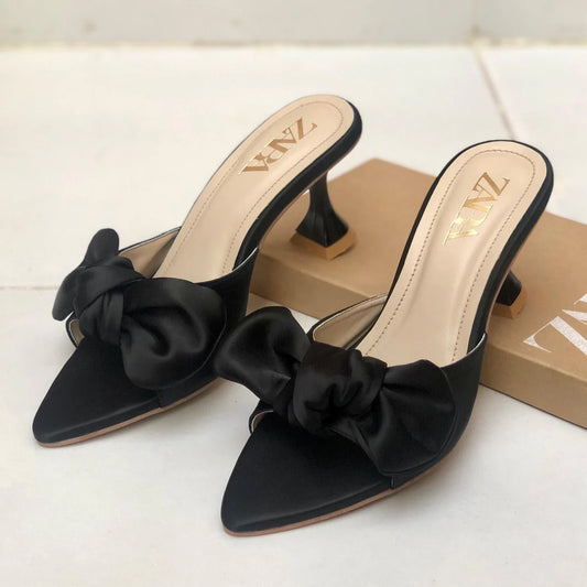 Zara Bow Heels Women’s Footwear (Black)