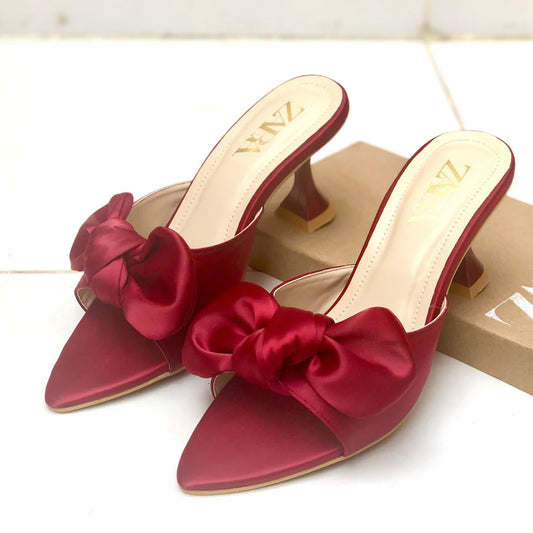 Zara Bow Heels Women’s Footwear (red)