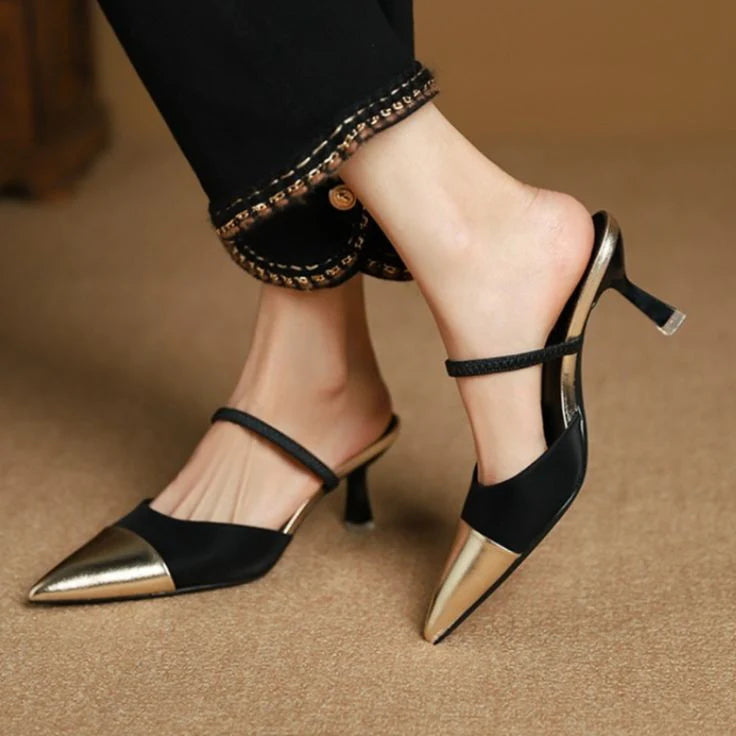 Jimmy Choo Pointed Toe Heels (black/gold)