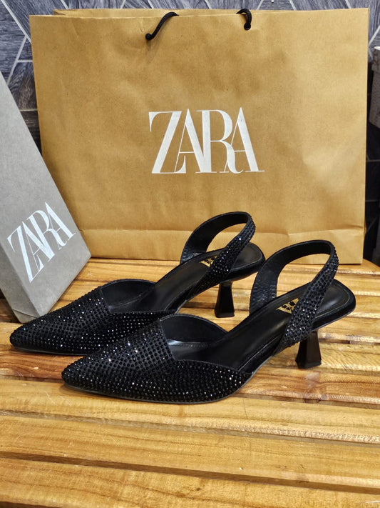 Zara Stone Heel for Women (Black)