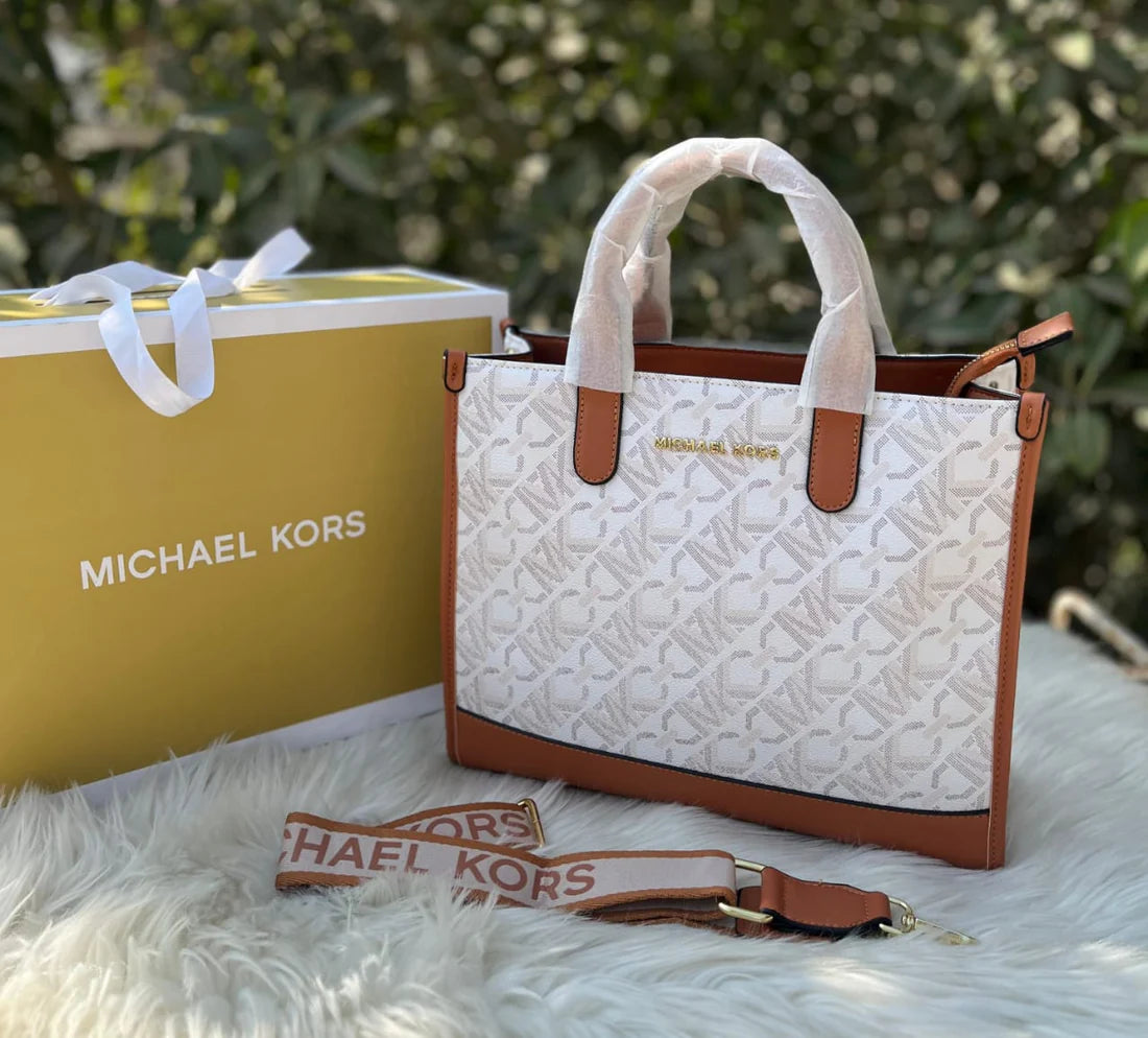 Michael Kors Handbag (Brown+White)