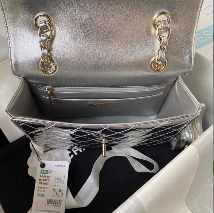 Chanel CC Flap Bag with Star Coin Purse – Metallic Mirror Calfskin with Gold & Silver Hardware