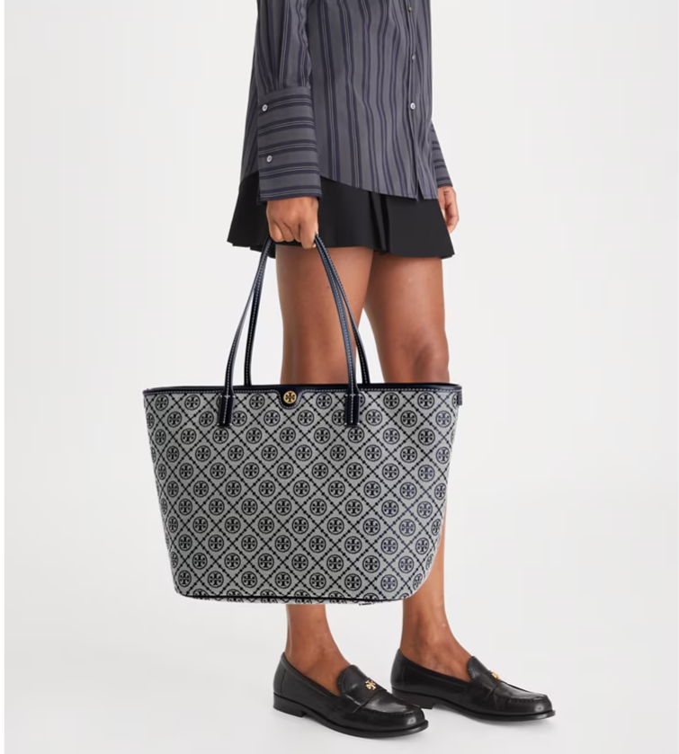 T MONOGRAM ZIP TOTE