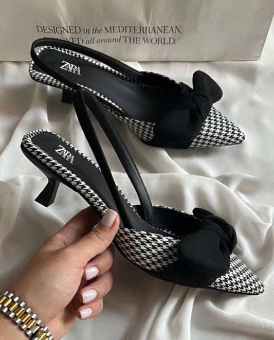 Zara Bow Heels Women Footwear (Black)