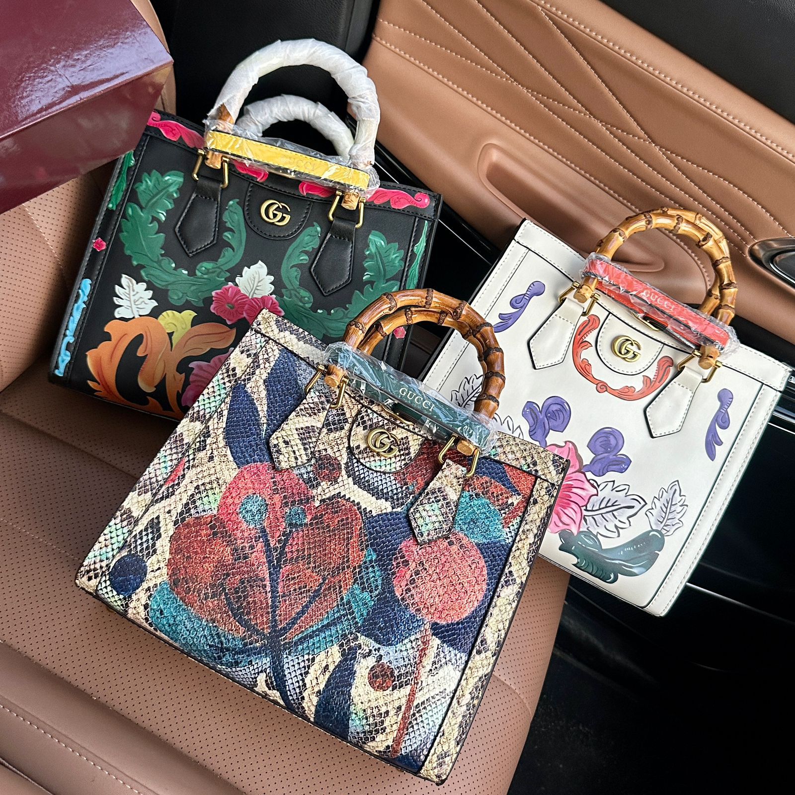 Gucci GG Diana Python Tote Bag