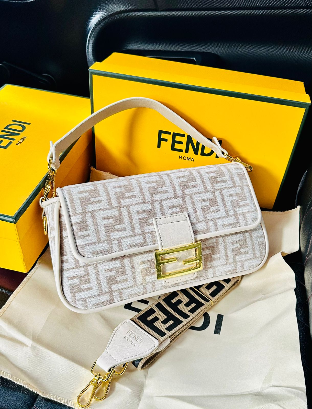 FENDI Baguette FF jacquard fabric bag