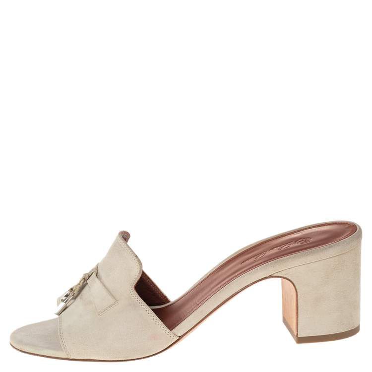 Loro Piana Grey Suede Summer Charms Slide