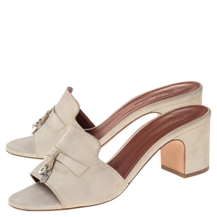 Loro Piana Grey Suede Summer Charms Slide