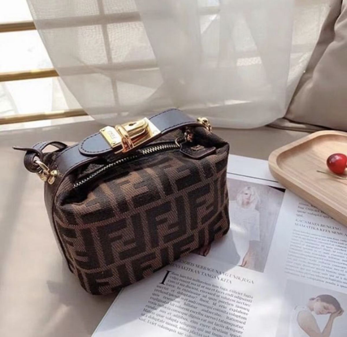 FENDI Zucca Canvas Mini Vanity Bag