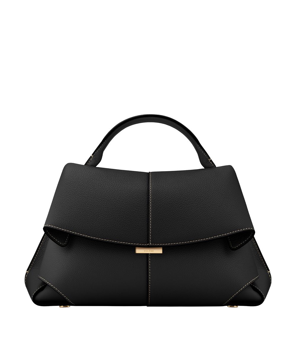 POLÈNE Mokki Edition Textured Black with Ecru Stitching