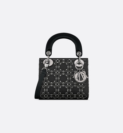 Dior Mini Lady Dior Black Strass Cannage Satin