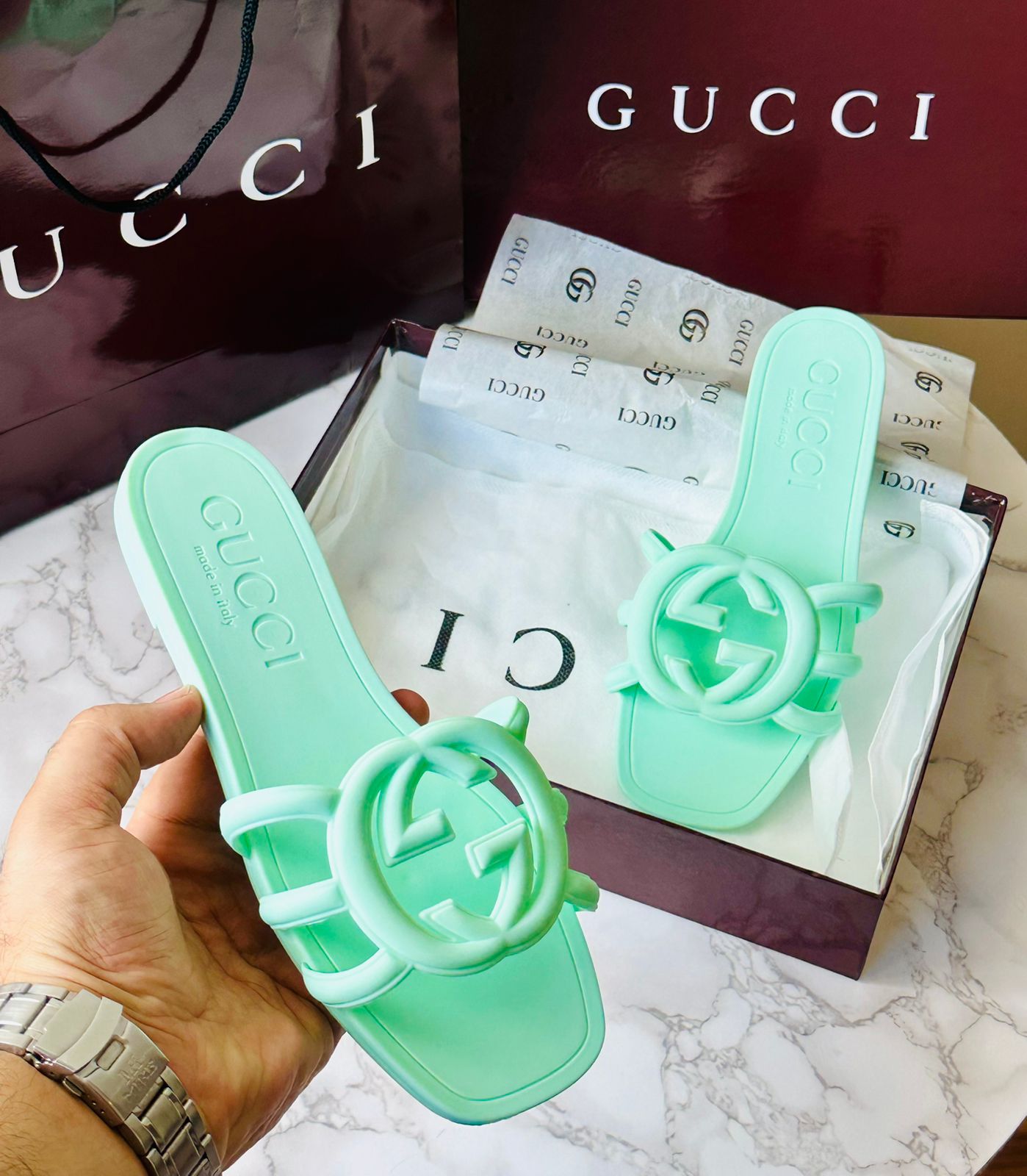 GUCCI Women's Mystic Logo Slide Sandals