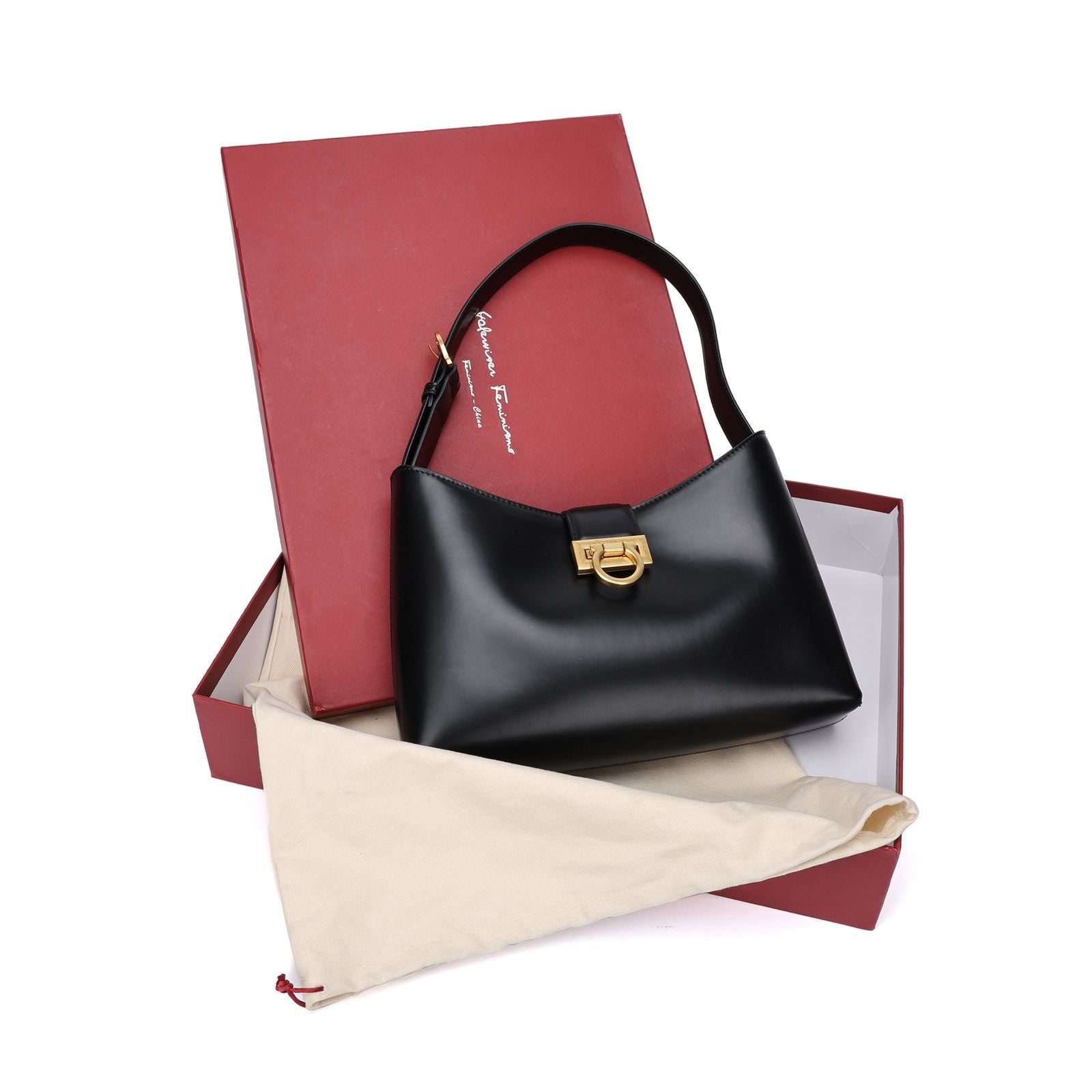 Ferragamo Leather Trifolio Shoulder Bag