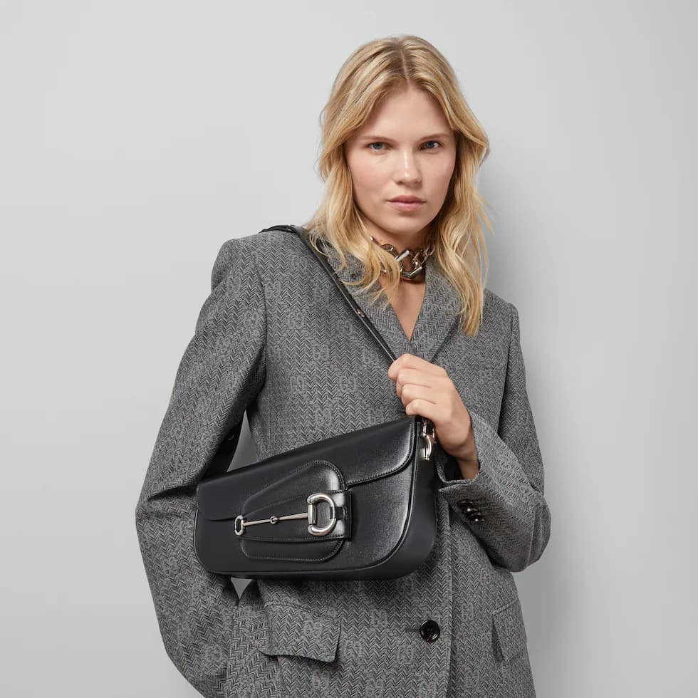 Gucci Horsebit 1955 Monogrammed Small Shoulder Bag