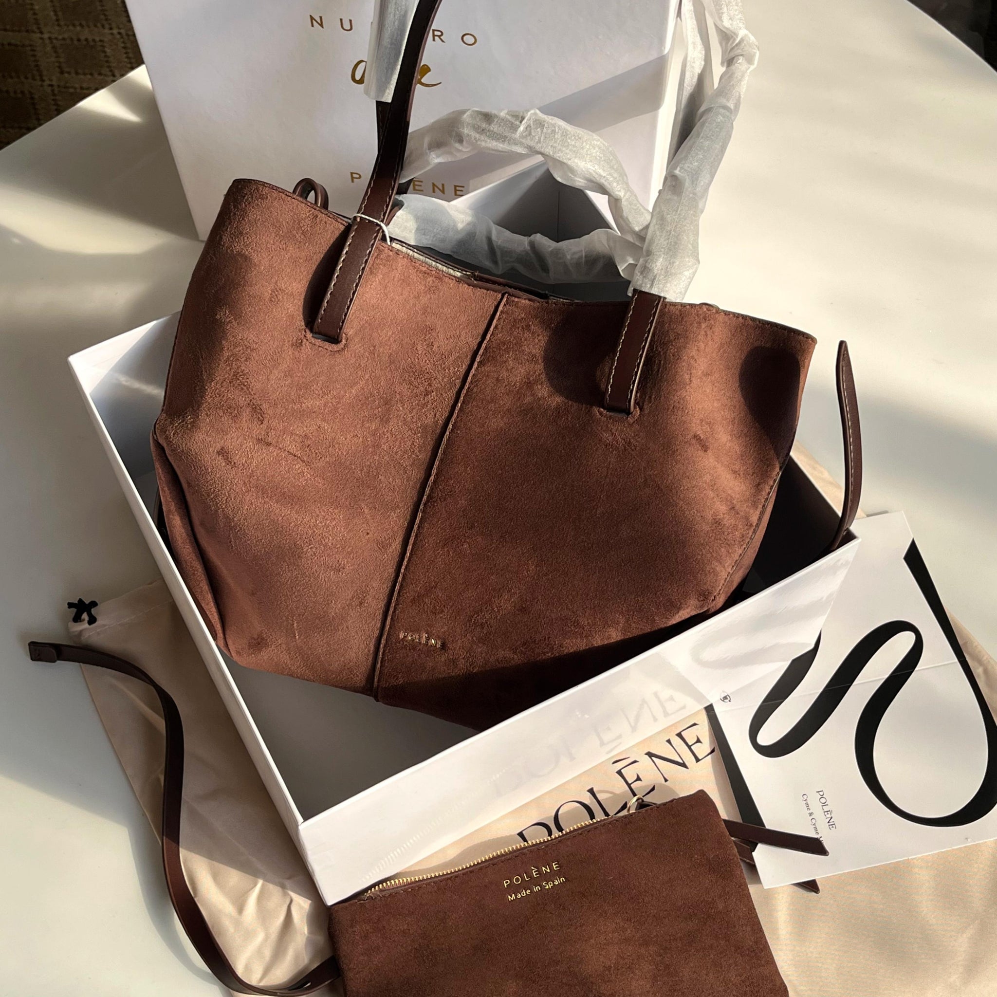 POLÈNE Cyme Handbag in Suede