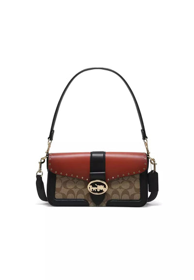 Coach Georgie Shoulder Bag In Colorblock Signature Canvas With Rivets