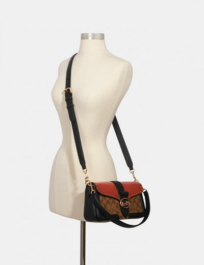 Coach Georgie Shoulder Bag In Colorblock Signature Canvas With Rivets hover