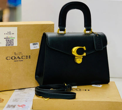 Coach Sammy Top Handle Bag Black Leather Satchel Bag