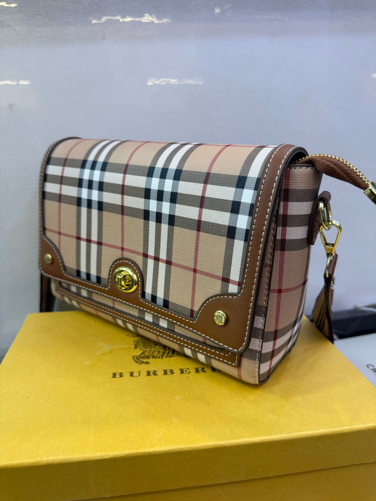 Burberry Crossbody Bag With Long Belt Material Leather