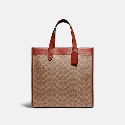 Coach Field Tote In Signature Canvas With Horse And Carriage Print