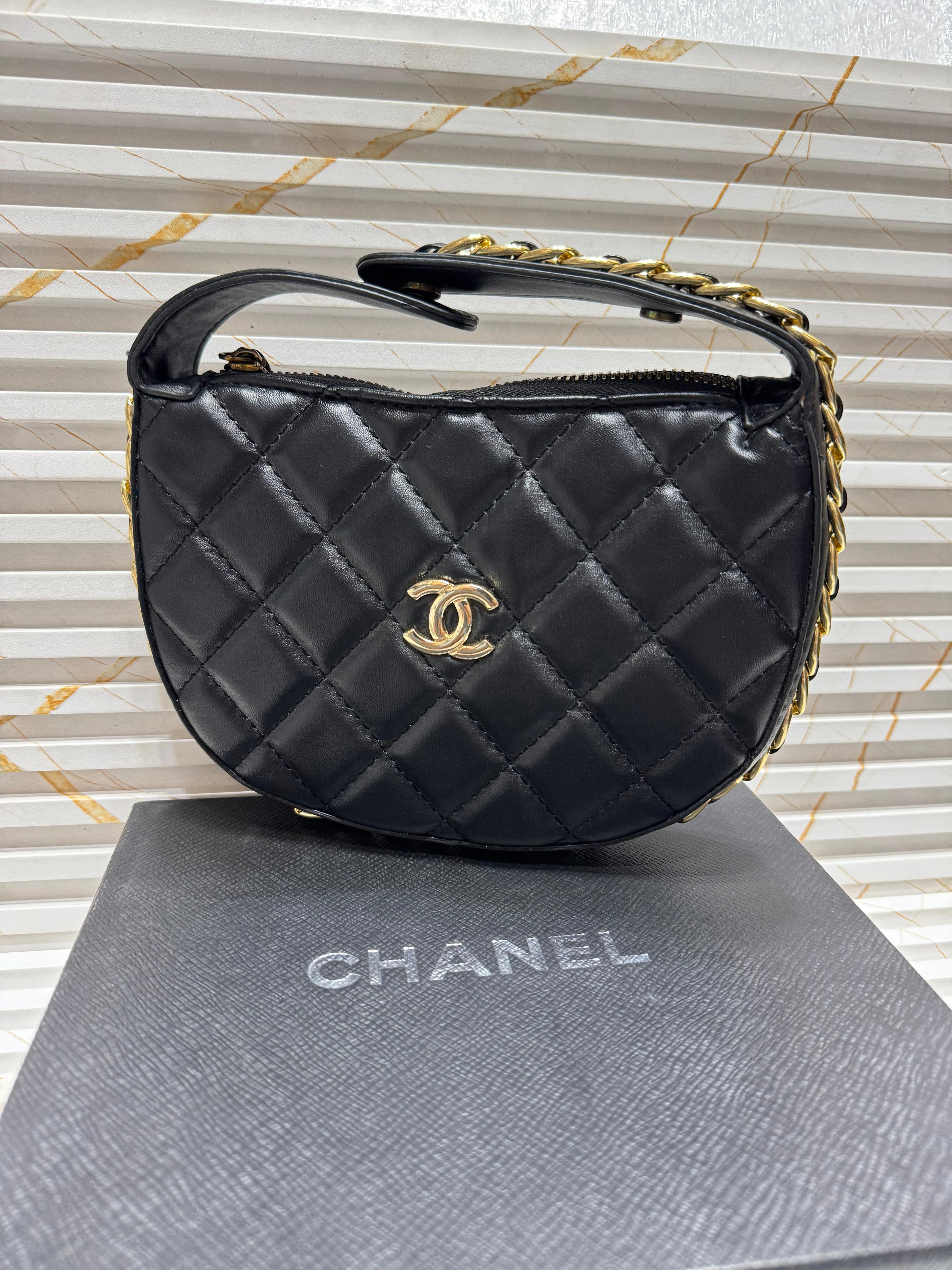 Chanel Women CC Small Flap Hobo Bag Grained Calfskin