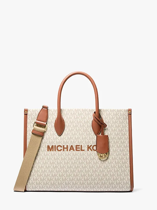 Michael Kors Mirella Signature Logo Tote Bag with classic MK monogram print