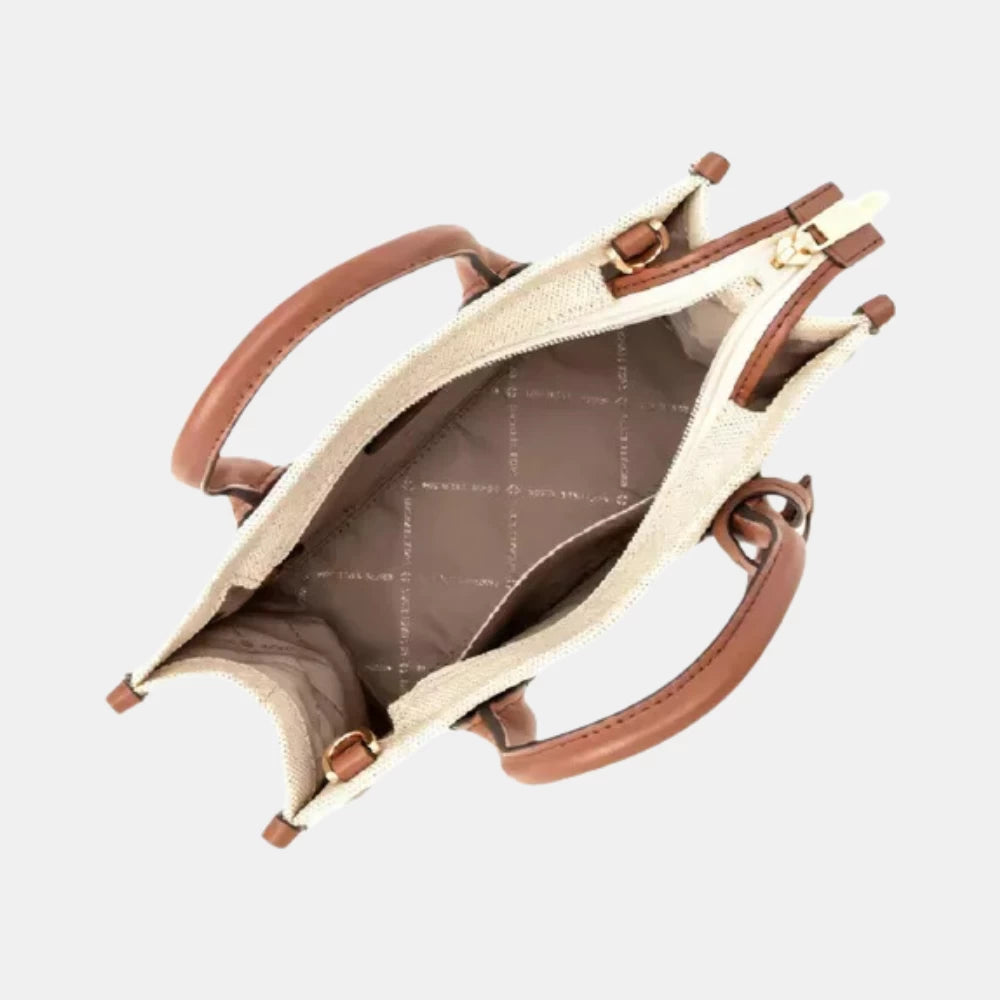 Michael Kors Mirella Canvas Crossbody Bag in classic brown with logo print
