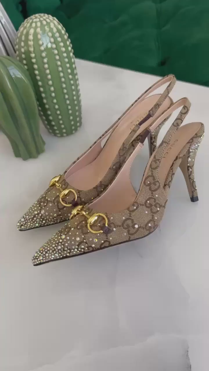 Women's slingback pump with crystal Horsebit