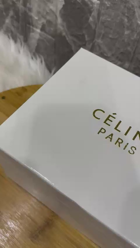 Celine Triomphe Textile Calfskin Small Boston Bag Natural Tan