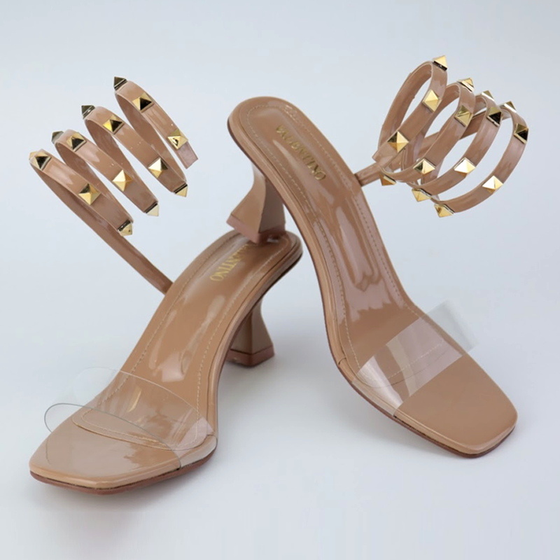 Valentino Rockstud lace-up heels in signature packaging – premium designer sandals with luxury unboxing presentation.