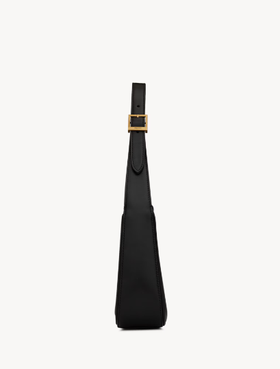 YSL Crocodile Texture Hobo Bag in black leather with embossed crocodile pattern and elegant gold-tone hardware.